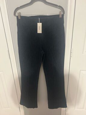 SPANX Black High-Rise Flare Jeans with Seam Front